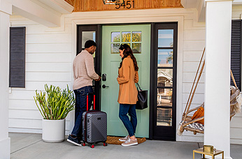 A couple leaves their home for a trip and makes sure their house is locked up appropriately
